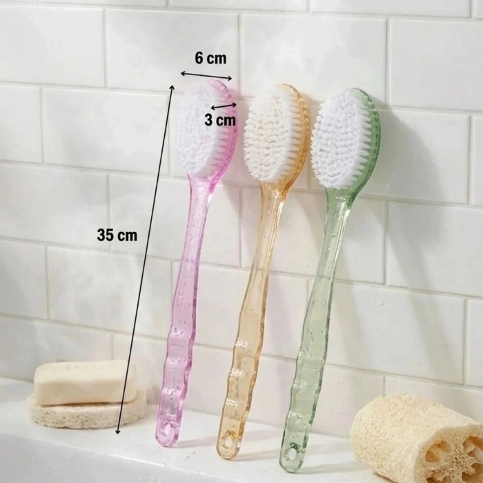 Plastik Saplı Vücut Temizleme Fırçası - Çok Amaçlı Sırt ve Vücut İçin Banyo ve Duş Kese Aparatı (5263)