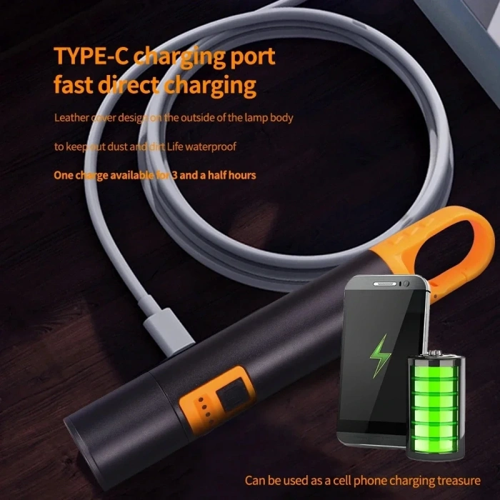 Police Ps-305 Şarjlı Göstergeli Askılı Zoomlu Tamirci El Feneri