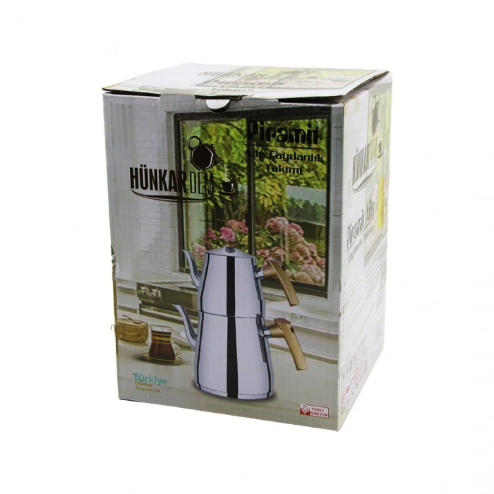 PRAMİT AİLE BOY ÇELİK ÇAYDANLIK SETİ - TAKIMI RENKLİ BAKALİT KULP ÜST DEMLİK: 1.5LT - ALT SULUK: 2.75LT KENDİNDEN SÜZGEÇLİ (5263)