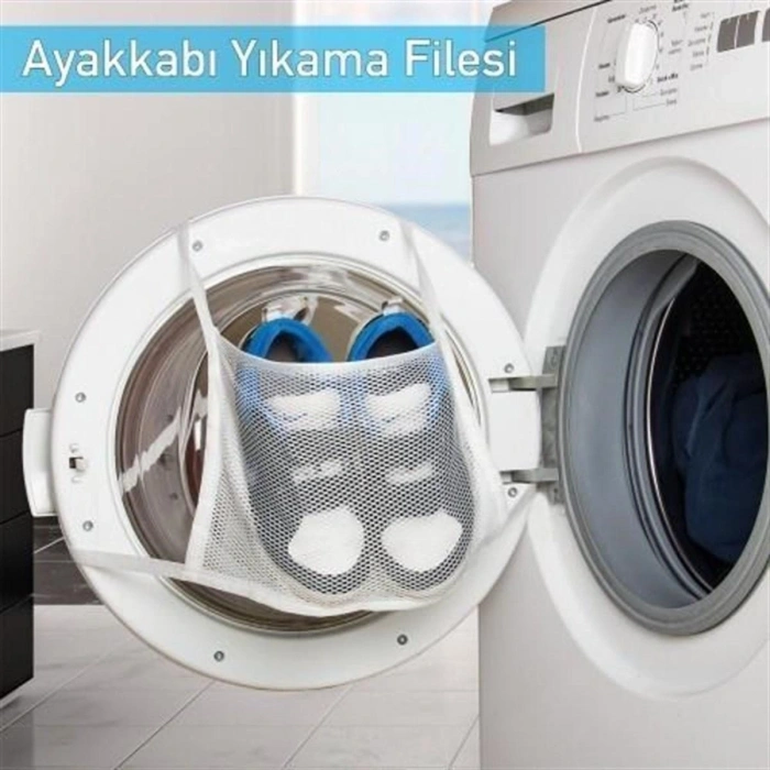 Pratik Çamaşır Makinesi Kapağa Bağlamalı Ayakkabı Yıkama Filesi (5263)