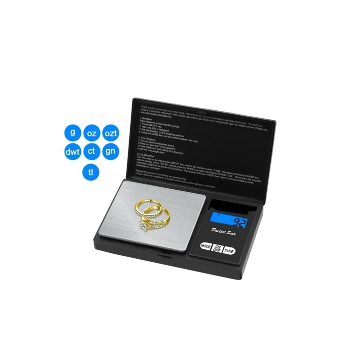 Professional Hassas Terazi 500 gram Kapasiteli 0.1 Hassasiyetli Dijital Kapaklı Tartı (5263)