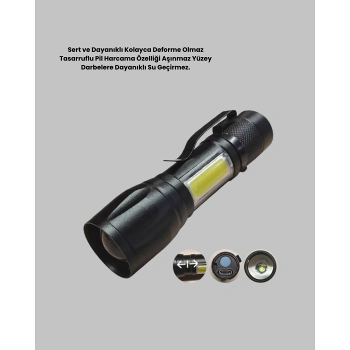 Profesyonel 4 Modlu Şarjlı El Feneri | 1300 Mah Batarya | Cree Led Teknolojisi