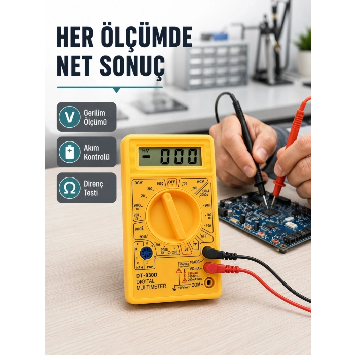 Profesyonel Dijital Multimetre Volt Amper Direnç Ölçümü Yeni Nesil