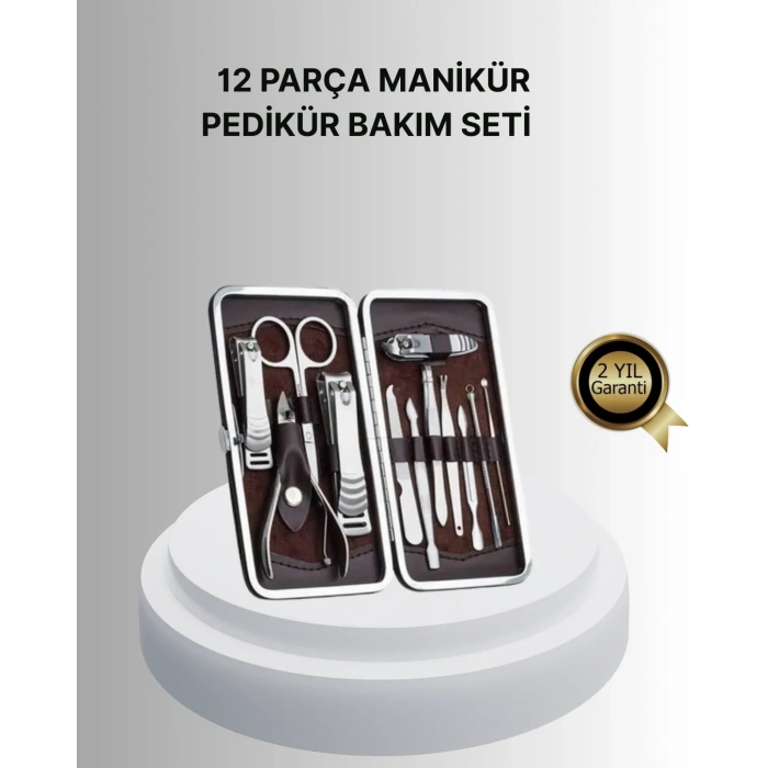 Profesyonel Tırnak Bakım Seti Çelik Aletli Şık Deri Çantalı