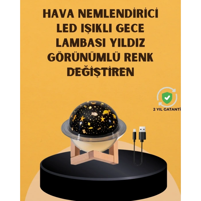 Projektör Işıklı, Aromaterapi Uyumlu Mini Masaüstü Hava Nemlendirici Cihaz