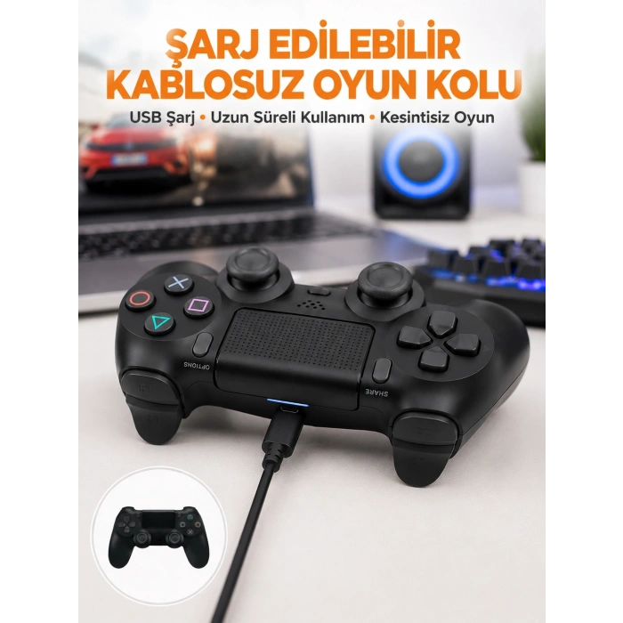Ps4 Uyumlu Kablosuz Oyun Kolu – Titreşimli, Şarjlı Ve Ergonomik Yeni Nesil