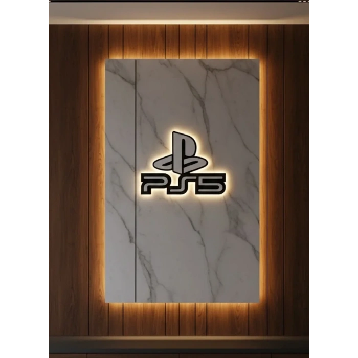 Ps5 Logo Dekoratif Duvar Süsü Oyun Odası Ve Salon Uyumu