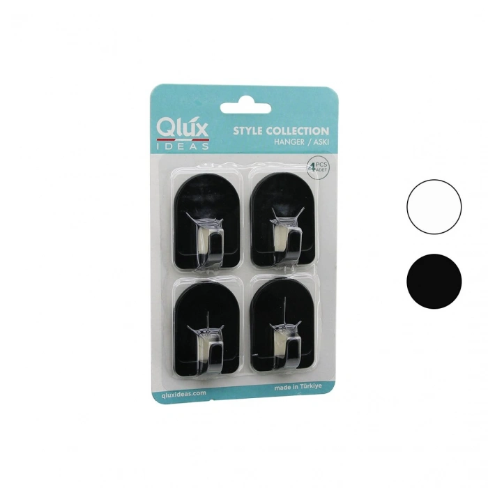 QLUX L-00950 4PCS DOME ASKI NO-2 KUBBELİ - SİYAH - BEYAZ - PLASTİK ASKI YAPIŞKANLI MONTAJ (5263)