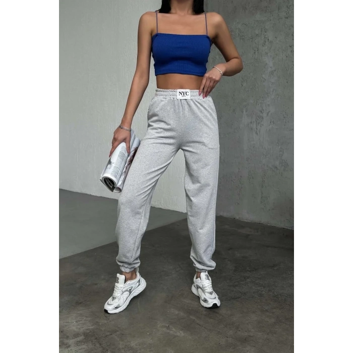 Rahatlığın Şıklığı Tarz Gri Paçası Lastikli Eşofman Altı