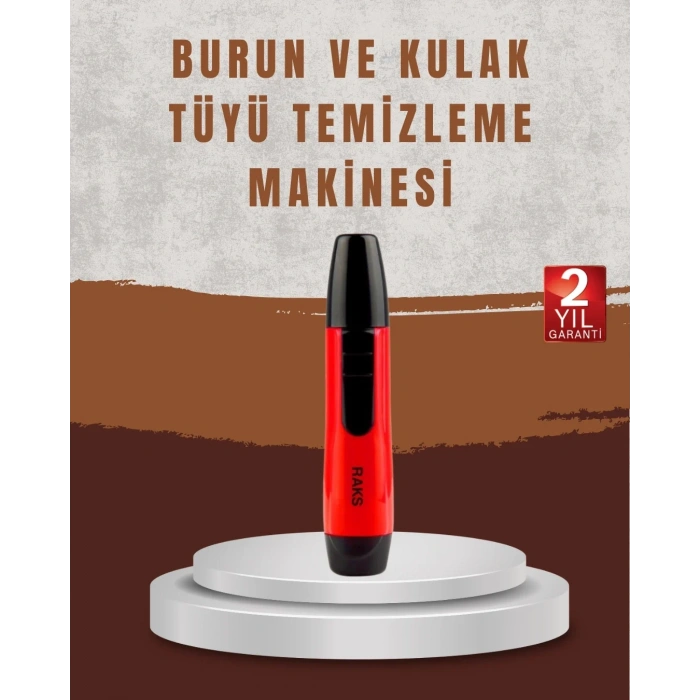 Raks Leo Burun Kulak Tüy Alma Makinesi 45 Dk Şarj Süreli Kırmızı
