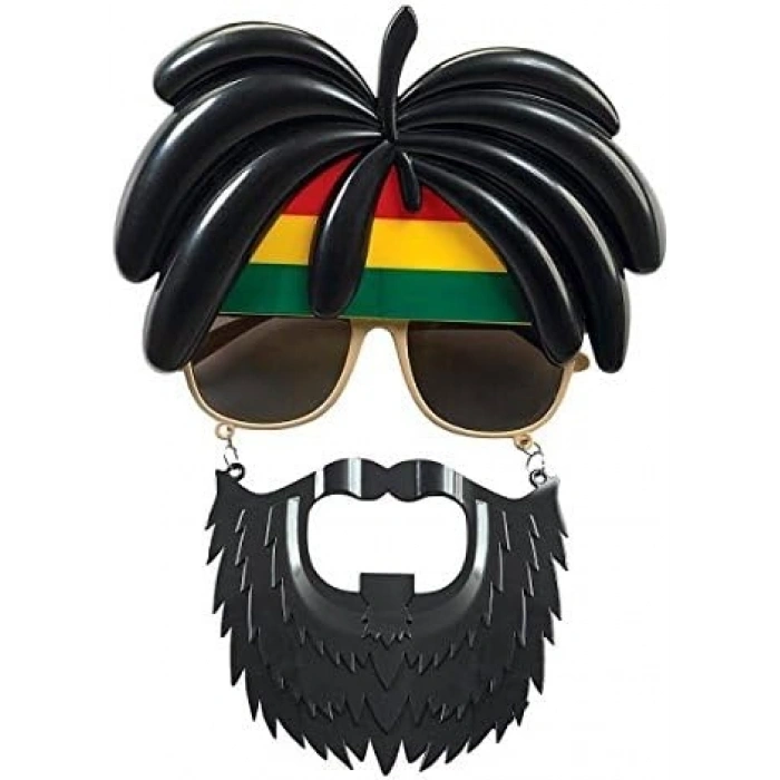 Rasta Peruklu Rasta Sakallı Bob Marley Bıyıklı Parti Gözlüğü 27x18 cm (5263)