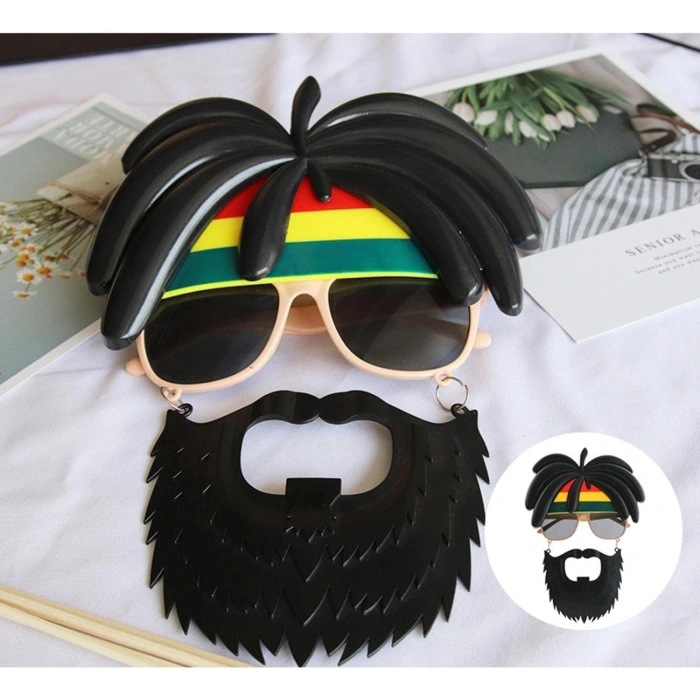 Rasta Peruklu Rasta Sakallı Bob Marley Bıyıklı Parti Gözlüğü 27x18 cm (5263)