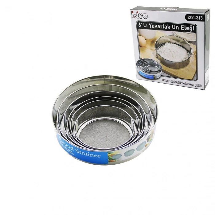 RAUND STRAİNER 6PCS METAL UN ELEK SETİ 15-17.5-19-20.5-24-27CM (5263)