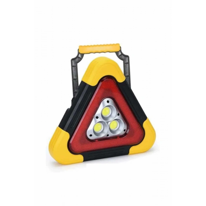 Reflektör Güneş Panelli Solarlı Şarjlı Üçgen Işıklı Trafik Reflektör Fener