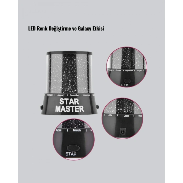 Renk Değiştirmeli Led Yıldız Projektör Parti Ve Gece Lambası