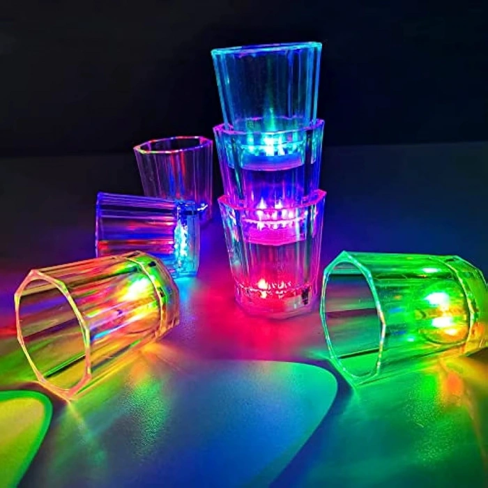 Renkli Led Parlayan Fiber Optik Glow Işıklı Bardak 5,5 x 5,5 cm (5263)