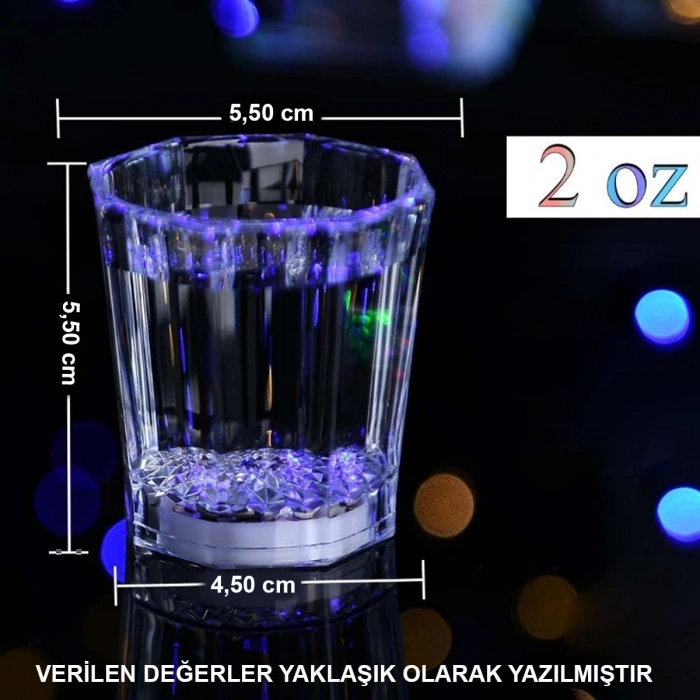 Renkli Led Parlayan Fiber Optik Glow Işıklı Bardak 5,5 x 5,5 cm (5263)