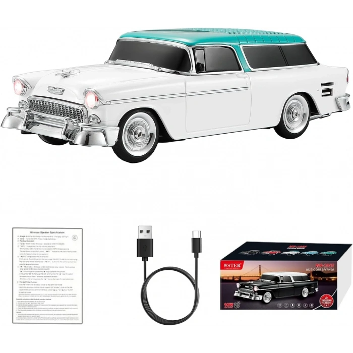 Retro Klasik Araba Bluetooth Hoparlör Kablosuz HD Ses FM Radyo YG-1955 (5263)