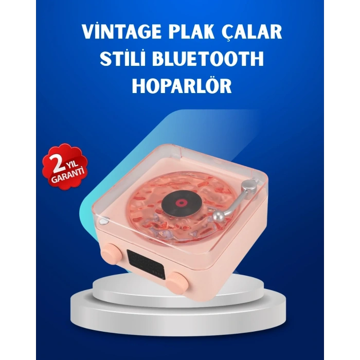 Retro Saatli Bluetooth Hoparlör – Gece Lambalı Kristal Ses Kalitesi