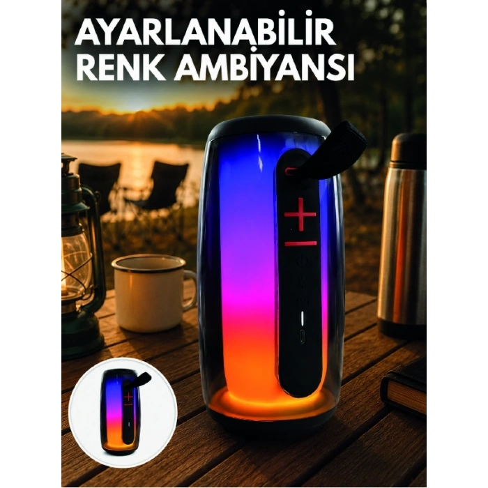 Rgb Aydınlatmalı Kablosuz Bluetooth Hoparlör Usb Bellek Tf Kart Destekli