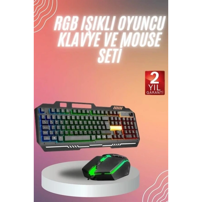 Rgb Işıklı   Klavye Q Klavye Mouse Hediyeli