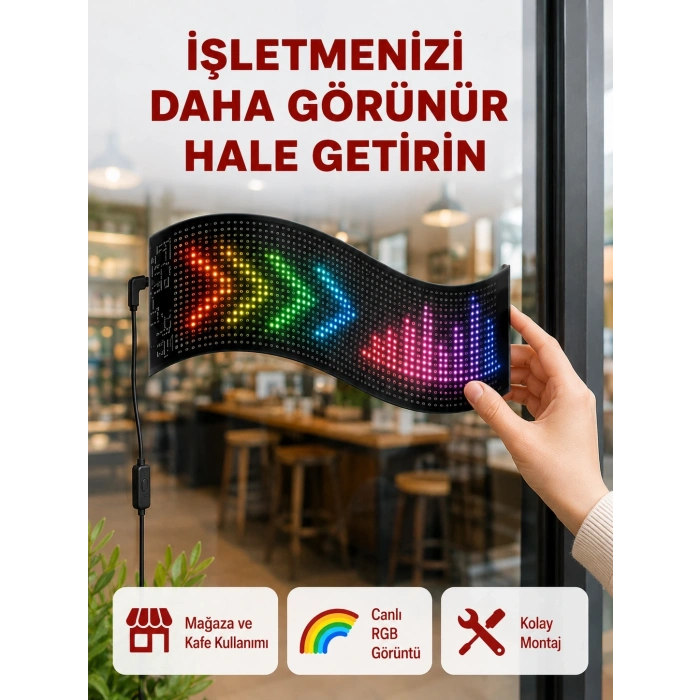 Rgb Renkli Led Ekran Tabela Usb Bağlantılı Ve Kayan Yazı Destekli