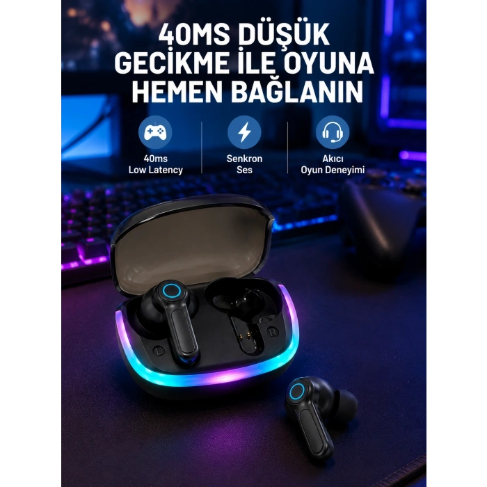 Rgb Şarj Kutulu Tws Kablosuz Kulaklık Bluetooth 5.4 Hd Voice Type-c Şarj Destekli