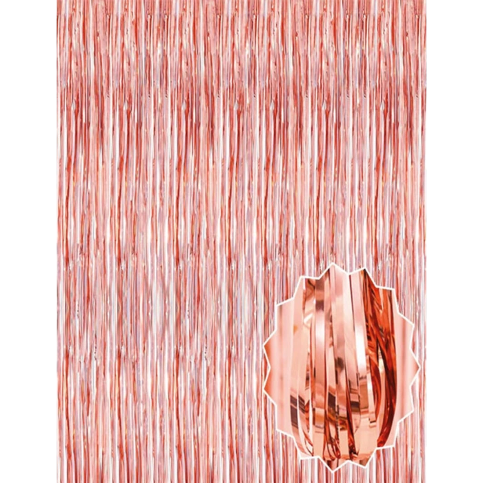 Rose Gold Püsküllü Kapı Perdesi - Parti, Bekarlığa Veda, Doğum Günü 1x2 m (5263)