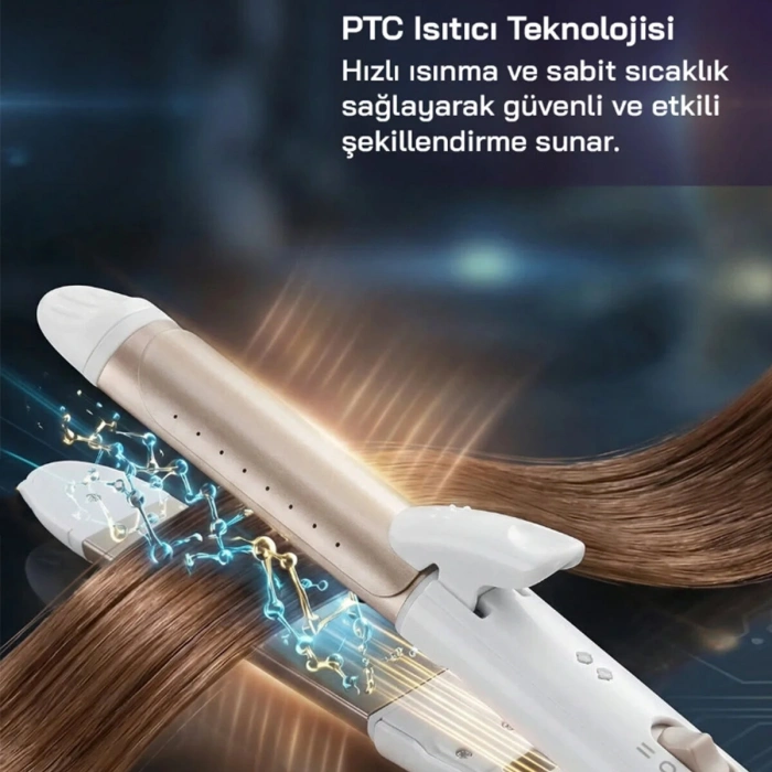 SAÇ DÜZLEŞTİRİCİ SERAMİK KAPLAMA 180° SICAKLIK - 2 KADEMELİ 360°KABLO=1.8MT SHD-1730 (5263)