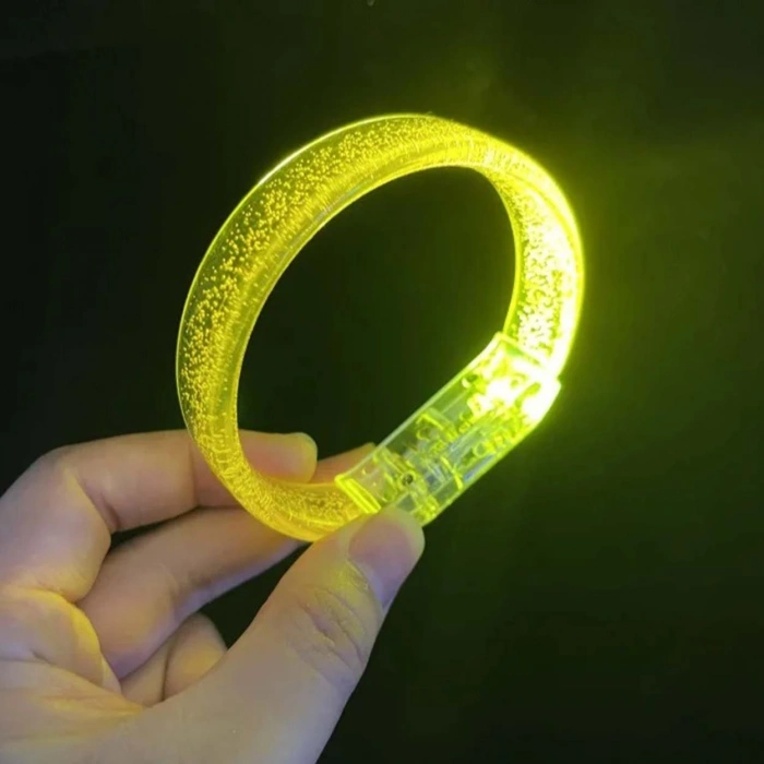 Sarı Led Işıklı Baskı Yapılabilen Pilli Bileklik Bilezik 1,5 cm Genişlik (5263)
