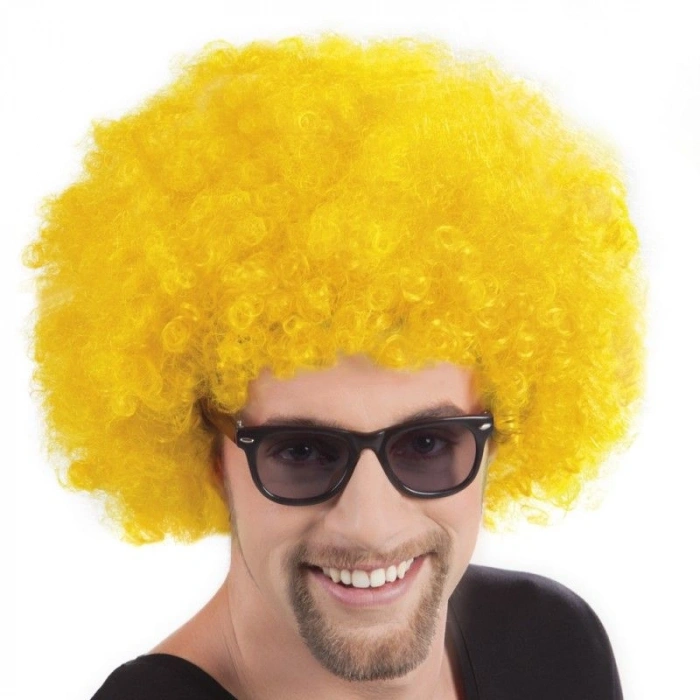 Sarı Renk Kıvırcık Afro Bonus Peruk (5263)