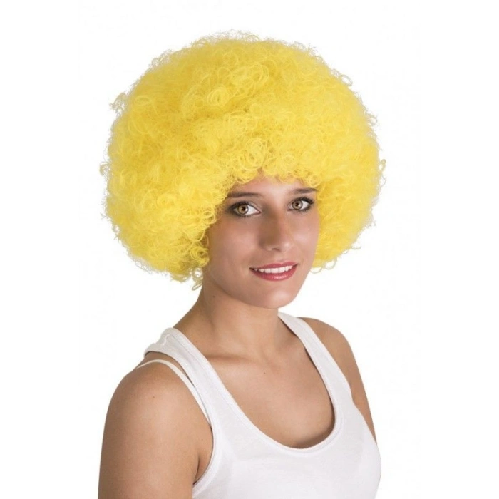 Sarı Renk Kıvırcık Afro Bonus Peruk (5263)