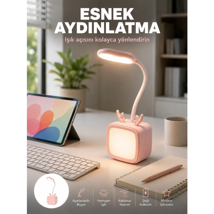 Şarj Edilebilir Led Masa Lambası Kablosuz Taşınabilir Gece Lambası