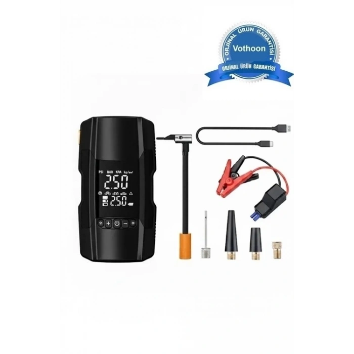 Şarjlı 10.000 Mah Akıllı Dijital Lastik Şişirme Pompası – 150 Psı | 12v Akü Destekli