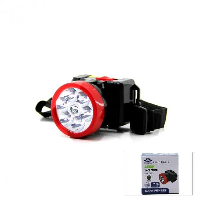 ŞARJLI 2W KAFA LAMBASI FENER 6 LED FİŞ ŞARJLI KADEME IŞIK AYARI (5263)