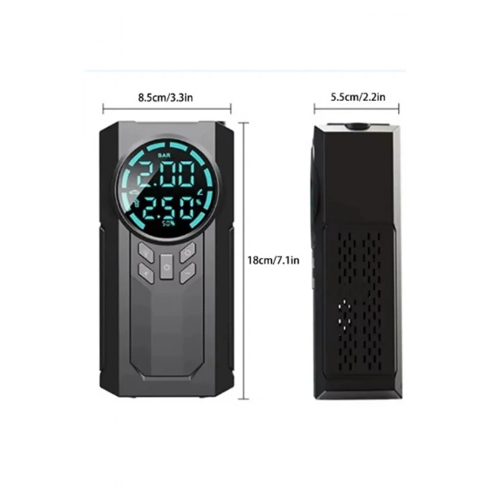 Şarjlı 8.000 Mah Taşınabilir Çanta Araç Akü Şarj Takviyeli Işıklı Hava Kompresörü Powerbankli