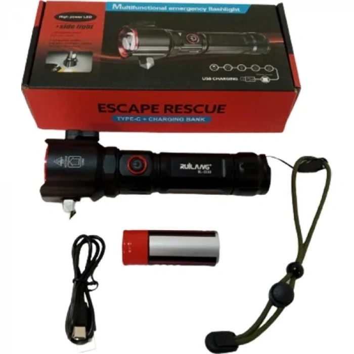 Şarjlı El Feneri  Yüksek Güçlü LED Işık USB ile Şarj ESCAPE RESCUE (5263)