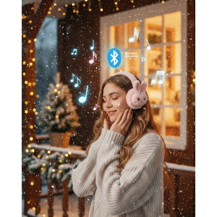 Şarjlı Kablosuz Tavşan Tasarımlı Bluetooth Kulaklık Tf Kart Girişli