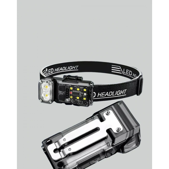 Şarjlı Led Kafa Lambası Manyetik Klipsli El Sensörlü Çok Fonksiyonlu