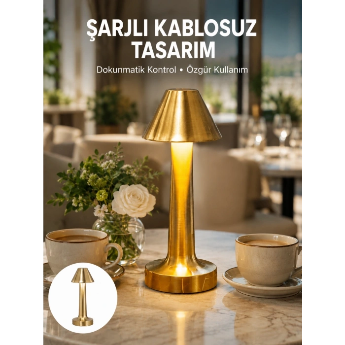 Şarjlı Masa Lambası 3 Işık Modu Kademesiz Karartma Metal Gövde Yeni Nesil