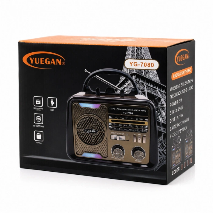 ŞARJLI - NOSTALJİ BLUETOOTH İBRELİ FM RADYO MP3 USB - TF PLAYER SPEAKER PL-4702 (5263)
