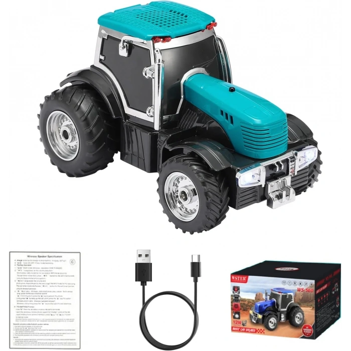 Şarjlı Nostaljik Traktör Tasarımlı Usb/aux Çıkışlı Fm Radyolu Bluetooth Hoparlör Speaker (5263)