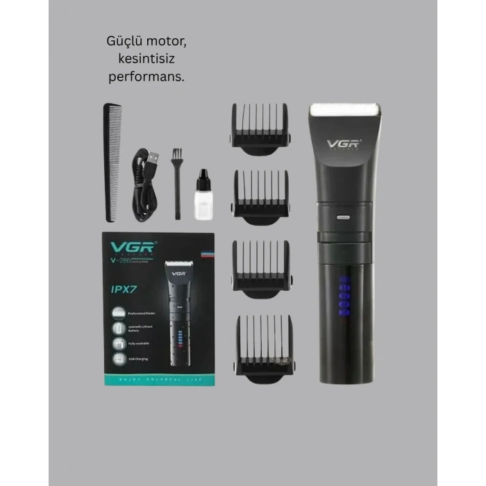 Şarjlı Saç Kesme Makinesi – 4 Taraklı, 2 Kademeli Güç Ayarı, Uzun Pil Ömrü