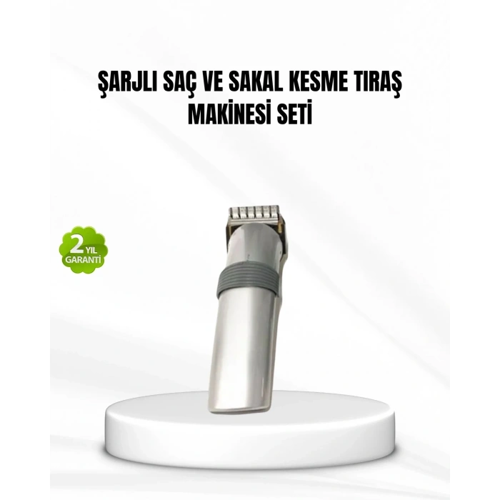 Şarjlı Saç Ve Sakal Kesme Makinesi – Paslanmaz Çelik Bıçak, Ayarlanabilir Başlık