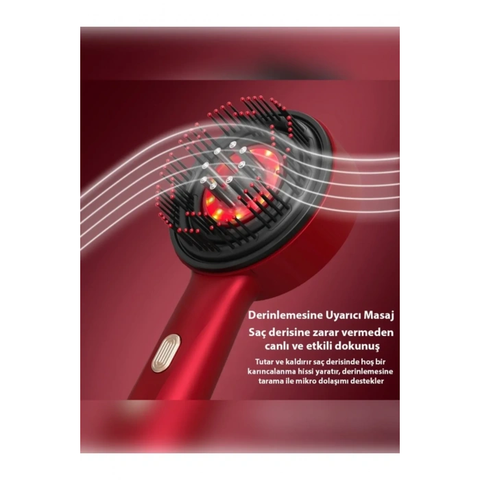 Şarjlı Ve Titreşimli Saç Masaj Tarağı Bakım Yağı Hazneli Fırça