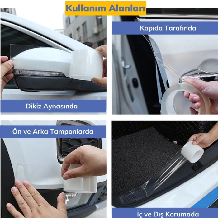 Şeffaf Su Geçirmeyen Dayanıklı Kolay Yapışan Çizilmeye Dayanıklı Oto Darbe Koruyucu Bant (5263)