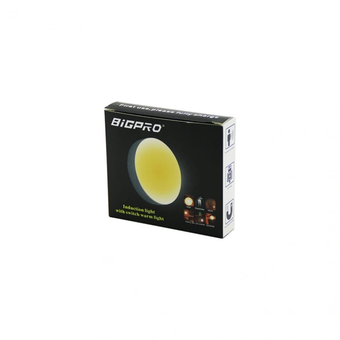 SENSÖRLÜ=0--3MT  USB ŞARJLI  SARI LED YUVARLAK LAMBA ÇAP: 8.3CM - KALINLIK: 2CM (5263)