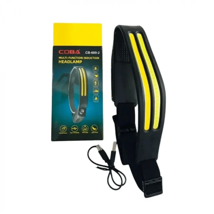Sensörlü Far COB Led Far Şarj Edilebilir Kafa Feneri 18650 Dahili Pil Açık Hava Balıkçılık Kamp Baş Feneri Fener (5263)