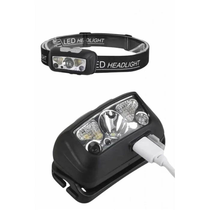 Sensörlü Şarjlı Type-c Şarj Işıklı Kafa Lambası Kamp Lambası