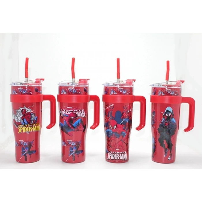 Sevimli Spiderman Pipetli Termos & Suluk Alk4713